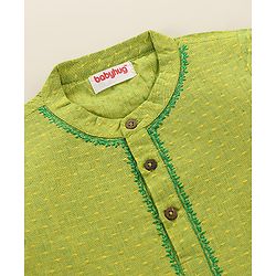 Babyhug Full Sleeves Kurta & Printed Dhoti - Green Yellow