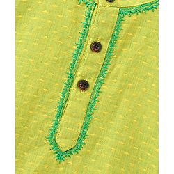 Babyhug Full Sleeves Kurta & Printed Dhoti - Green Yellow