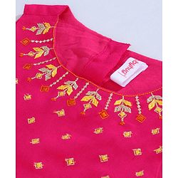 Babyhug Sleeveless Sequined Choli and Striped Lehenga with Lace Border Dupatta - Pink Yellow