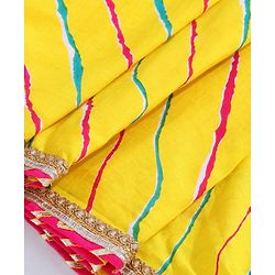 Babyhug Sleeveless Sequined Choli and Striped Lehenga with Lace Border Dupatta - Pink Yellow
