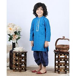 Babyhug Full Sleeve Kurta Dhoti Set Jaipuri Print - Blue