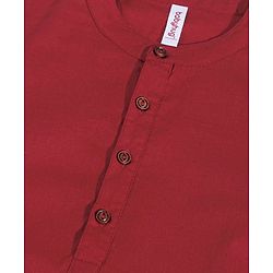 Babyhug Full Sleeves Kurta and Pyjama Set With Waistcoat - Maroon