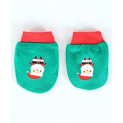 Babyhug 100% Cotton Cap Mitten & Booties Set Green - Diameter 9.5 cm