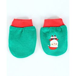 Babyhug 100% Cotton Cap Mitten & Booties Set Green - Diameter 9.5 cm