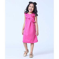 Babyhug Sleeveless Frilled Party Wear Frock with Corsage - Pink