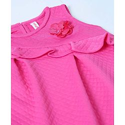 Babyhug Sleeveless Frilled Party Wear Frock with Corsage - Pink