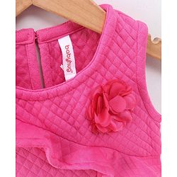 Babyhug Sleeveless Frilled Party Wear Frock with Corsage - Pink