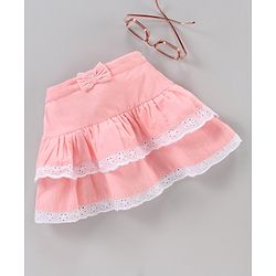 Babyhug Mid Thigh Skirt Bow Applique - Pink