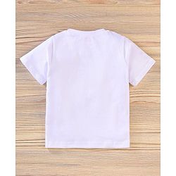 Babyhug Half Sleeves Shirt & Tee With Denim Shorts Cheetah Print - Sky & Dark Blue White