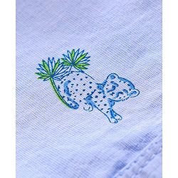 Babyhug Half Sleeves Shirt & Tee With Denim Shorts Cheetah Print - Sky & Dark Blue White