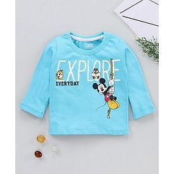 Babyhug Full Sleeves Tee Mickey Mouse Print - Blue