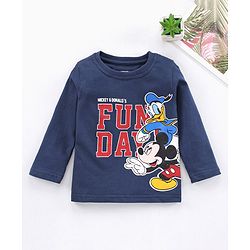 Babyhug Full Sleeves Mickey Mouse Print Tee - Navy Blue