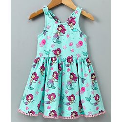 Babyhug Half Sleeves Frock With Inner T-Shirt - Light Blue