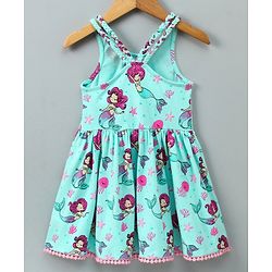 Babyhug Half Sleeves Frock With Inner T-Shirt - Light Blue