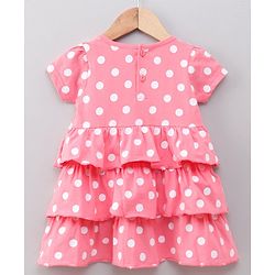 Babyhug Short Sleeves Knee Length Frock - Pink