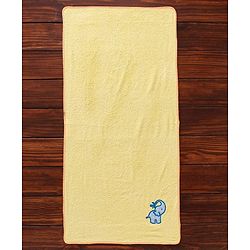 Babyhug Bath Towel Elephant Embroidery - Yellow