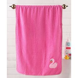 Babyhug Towel Swan Patch - Pink