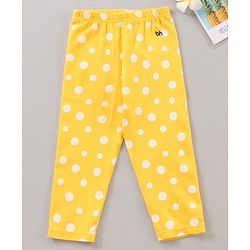 Babyhug Full Length Leggings Polka Dots Print - Yellow