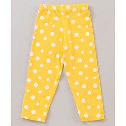 Babyhug Full Length Leggings Polka Dots Print - Yellow