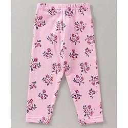Babyhug Full Length Leggings Almond Blossom Print - Pink