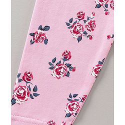 Babyhug Full Length Leggings Almond Blossom Print - Pink