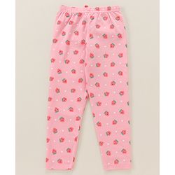 Babyhug Full Length Leggings Strawberry Print - Candy Pink