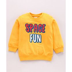 Babyhug Full Sleeves Sweatshirt Space Print Pack of 2 - Yellow Blue