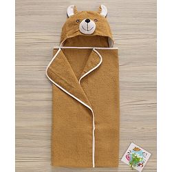 Babyhug Hooded Towel Bear Print - Brown