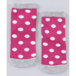 Cute Walk by Babyhug Cotton Blend Ankle Length Anti Bacterial Socks Multi Print Pack of 5 - Pink Grey White