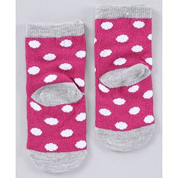Cute Walk by Babyhug Cotton Blend Ankle Length Anti Bacterial Socks Multi Print Pack of 5 - Pink Grey White