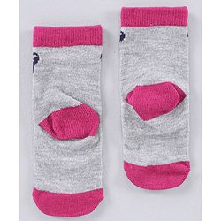 Cute Walk by Babyhug Cotton Blend Ankle Length Anti Bacterial Socks Multi Print Pack of 5 - Pink Grey White