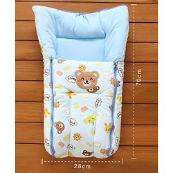 Babyhug Velour Sleeping Bag Teddy Print - Blue