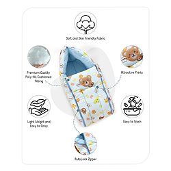 Babyhug Velour Sleeping Bag Teddy Print - Blue