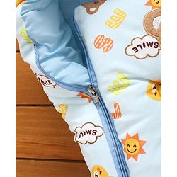Babyhug Velour Sleeping Bag Teddy Print - Blue