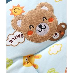 Babyhug Velour Sleeping Bag Teddy Print - Blue