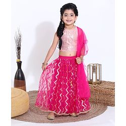 Babyhug Sleeveless Choli & Lehenga With Dupatta - Pink