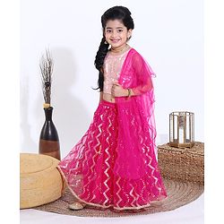 Babyhug Sleeveless Choli & Lehenga With Dupatta - Pink