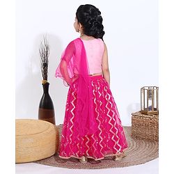 Babyhug Sleeveless Choli & Lehenga With Dupatta - Pink