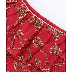 Babyhug Sleeveless Sequins Choli & Lehenga With Dupatta - Red