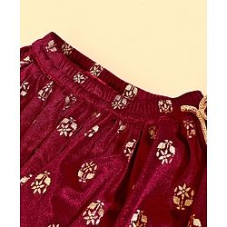 Babyhug Cold Shoulder Choli & Lehenga With Dupatta Sequin Detailing - Maroon