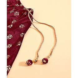 Babyhug Cold Shoulder Choli & Lehenga With Dupatta Sequin Detailing - Maroon