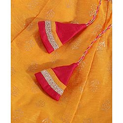Babyhug Sleeveless Choli & Lehenga with Dupatta - Pink & Yellow