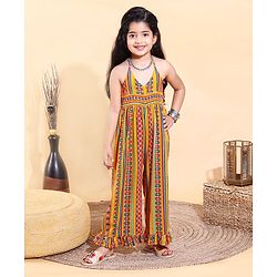 Babyhug Sleeveless Printed Ethnic Jumpsuit - Yellow