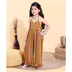 Babyhug Sleeveless Printed Ethnic Jumpsuit - Yellow