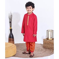 Babyhug Full Sleeves Dhoti & Kurta Set - Red