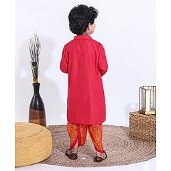 Babyhug Full Sleeves Dhoti & Kurta Set - Red