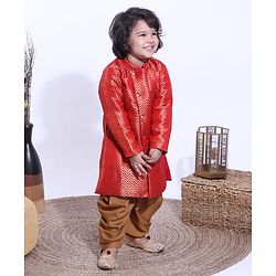 Babyhug Full Sleeves Dhoti & Kurta Set - Red