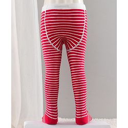 Cute Walk by Babyhug Cotton Striped Antibacterial Footed Tights - Red