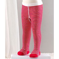 Cute Walk by Babyhug Cotton Striped Antibacterial Footed Tights - Red
