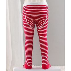 Cute Walk by Babyhug Cotton Striped Antibacterial Footed Tights - Red